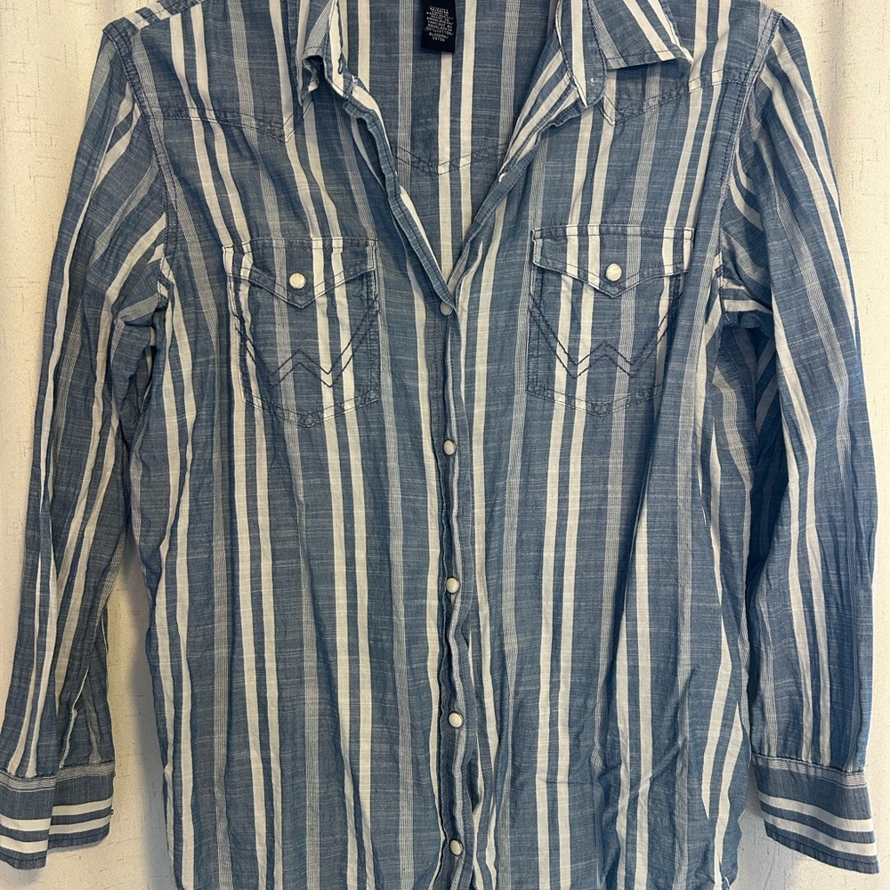Wrangler retro striped pearl snap